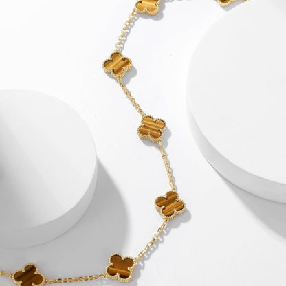 ¡®AuraJewelry¡¯CLOVER 10 MOTIFS TIGER EYE NECKLACE