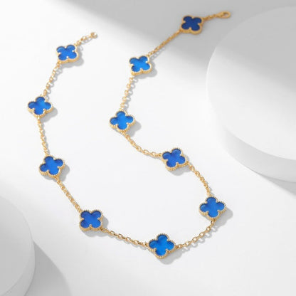 ¡®AuraJewelry¡¯CLOVER 10 MOTIFS BLUE AGATE NECKLACE