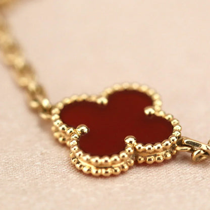 [AuraJewelry]New  CLOVER 5 MOTIF RED CORNELIAN BRACELET COLLECTION