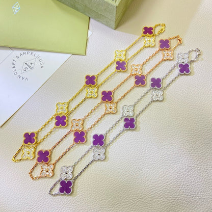 ¡®AuraJewelry¡¯CLOVER 10 MOTIFS  PURPLE VIOLET DIAMOND NECKLACE