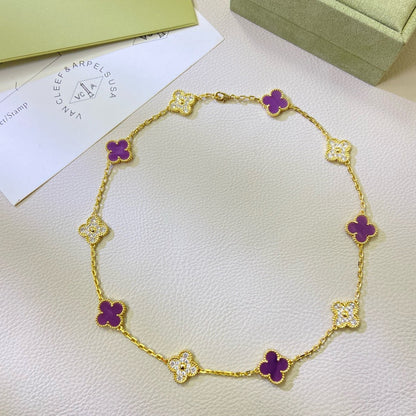 ¡®AuraJewelry¡¯CLOVER 10 MOTIFS  PURPLE VIOLET DIAMOND NECKLACE