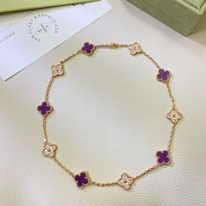¡®AuraJewelry¡¯CLOVER 10 MOTIFS  PURPLE VIOLET DIAMOND NECKLACE