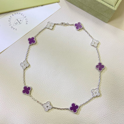 ¡®AuraJewelry¡¯CLOVER 10 MOTIFS  PURPLE VIOLET DIAMOND NECKLACE