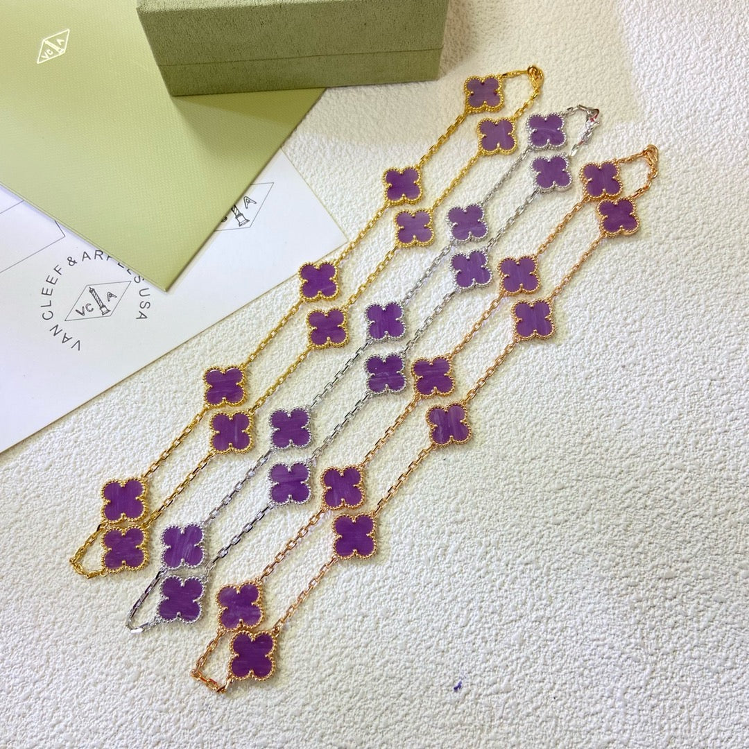 ¡®AuraJewelry¡¯CLOVER 10 MOTIFS  PURPLE VIOLET  NECKLACE