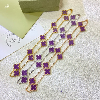 ¡®AuraJewelry¡¯CLOVER 10 MOTIFS  PURPLE VIOLET  NECKLACE