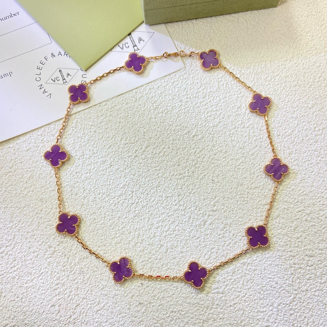 ¡®AuraJewelry¡¯CLOVER 10 MOTIFS  PURPLE VIOLET  NECKLACE
