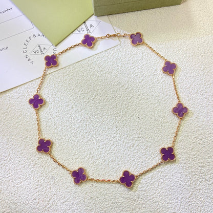 ¡®AuraJewelry¡¯CLOVER 10 MOTIFS  PURPLE VIOLET  NECKLACE