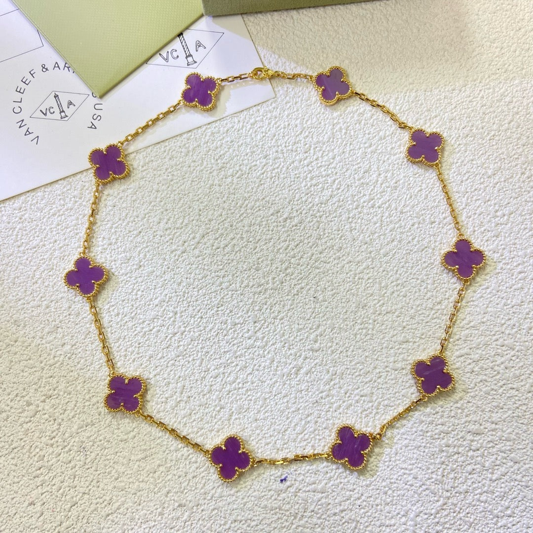 ¡®AuraJewelry¡¯CLOVER 10 MOTIFS  PURPLE VIOLET  NECKLACE