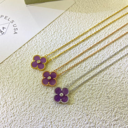 ¡®AuraJewelry¡¯CLOVER 15MM DIAMOND  PURPLE VIOLET NECKLACE