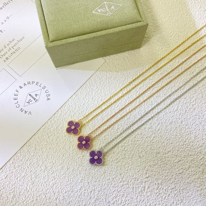 ¡®AuraJewelry¡¯CLOVER 15MM DIAMOND  PURPLE VIOLET NECKLACE