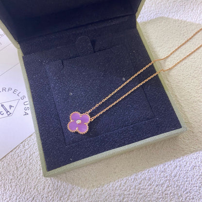¡®AuraJewelry¡¯CLOVER 15MM DIAMOND  PURPLE VIOLET NECKLACE