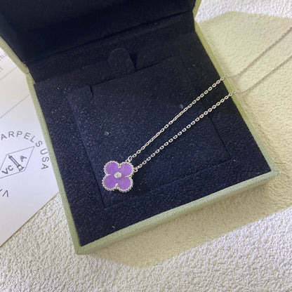 ¡®AuraJewelry¡¯CLOVER 15MM DIAMOND  PURPLE VIOLET NECKLACE
