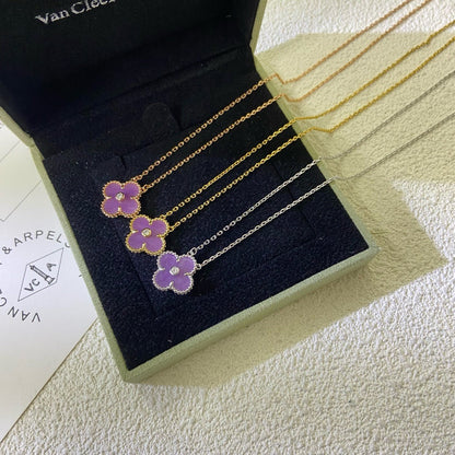 ¡®AuraJewelry¡¯CLOVER 15MM DIAMOND  PURPLE VIOLET NECKLACE