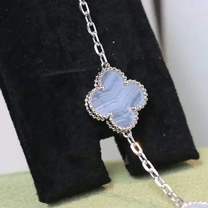 [AuraJewelry]New  CLOVER 5 MOTIF PURPLE CHALCEDONY BRACELET COLLECTION