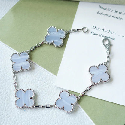 [AuraJewelry]New  CLOVER 5 MOTIF PURPLE CHALCEDONY BRACELET COLLECTION