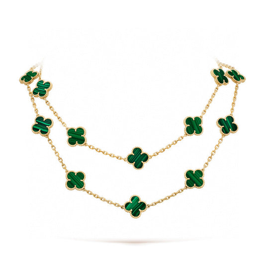 ¡®AuraJewelry¡¯CLOVER 20 MOTIFS MALACHITE GOLD