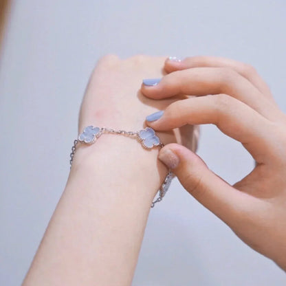 [AuraJewelry]New  CLOVER 5 MOTIF PURPLE CHALCEDONY BRACELET COLLECTION