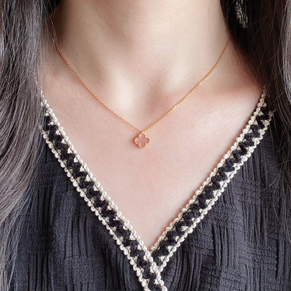 ¡®AuraJewelry¡¯CLOVER 15MM PINK MOTHER-OF-PEARL SINGLE FLOWER NECKLACE