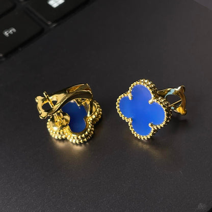 [AuraJewelry] CLOVER LARGE (20mm) 1 MOTIFS BLUE MOP STUD EARRINGS