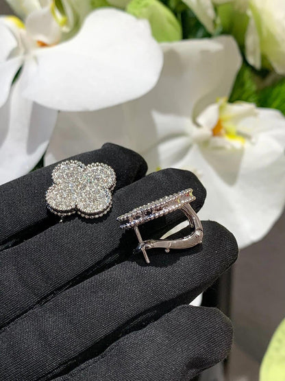[AuraJewelry] CLOVER 20MM MOTIFS DIAMOND STUD EARRINGS SILVER