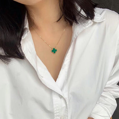 ¡®AuraJewelry¡¯CLOVER 15MM MALACHITE SINGLE FLOWER  NECKLACE