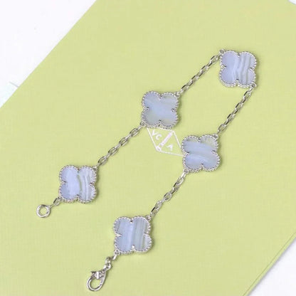 [AuraJewelry]New  CLOVER 5 MOTIF PURPLE CHALCEDONY BRACELET COLLECTION