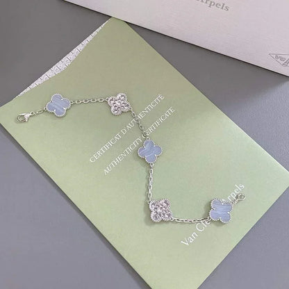 [AuraJewelry]New  CLOVER 5 MOTIF PURPLE CHALCEDONY BRACELET COLLECTION