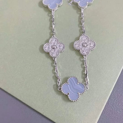 [AuraJewelry]New  CLOVER 5 MOTIF PURPLE CHALCEDONY BRACELET COLLECTION