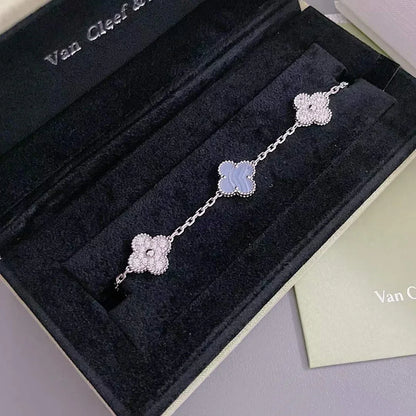 [AuraJewelry]New  CLOVER 5 MOTIF PURPLE CHALCEDONY BRACELET COLLECTION