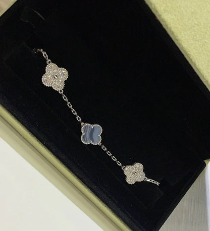 [AuraJewelry]New  CLOVER 5 MOTIF PURPLE CHALCEDONY BRACELET COLLECTION