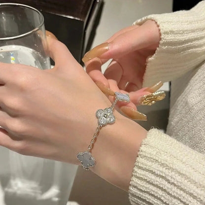 [AuraJewelry]New  CLOVER 5 MOTIF PURPLE CHALCEDONY BRACELET COLLECTION