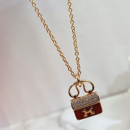 ¡®AuraJewelry¡¯CONSTANCE RED PEDANT PINK GOLD NECKLACE