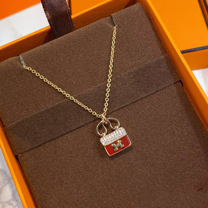 ¡®AuraJewelry¡¯CONSTANCE RED PEDANT PINK GOLD NECKLACE