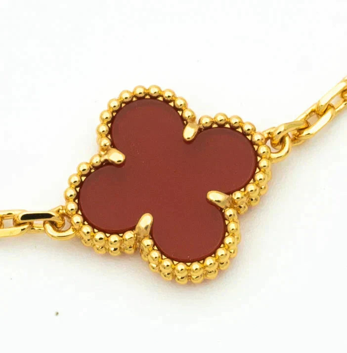 [AuraJewelry]New  CLOVER 5 MOTIF RED CORNELIAN BRACELET COLLECTION