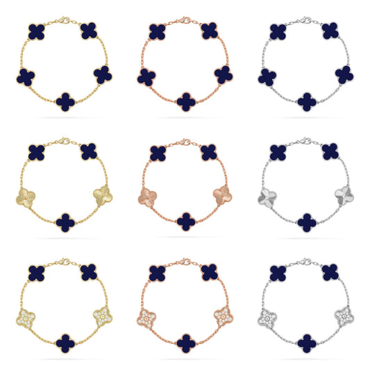 [AuraJewelry]New CLOVER 5 MOTIF LAPIS LAZULI BRACELET COLLECTION