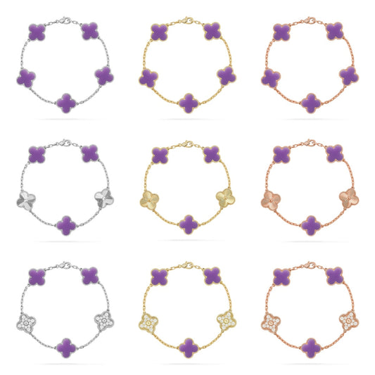 [AuraJewelry]New CLOVER 5 MOTIF LIGHT PURPLE BRACELET COLLECTION
