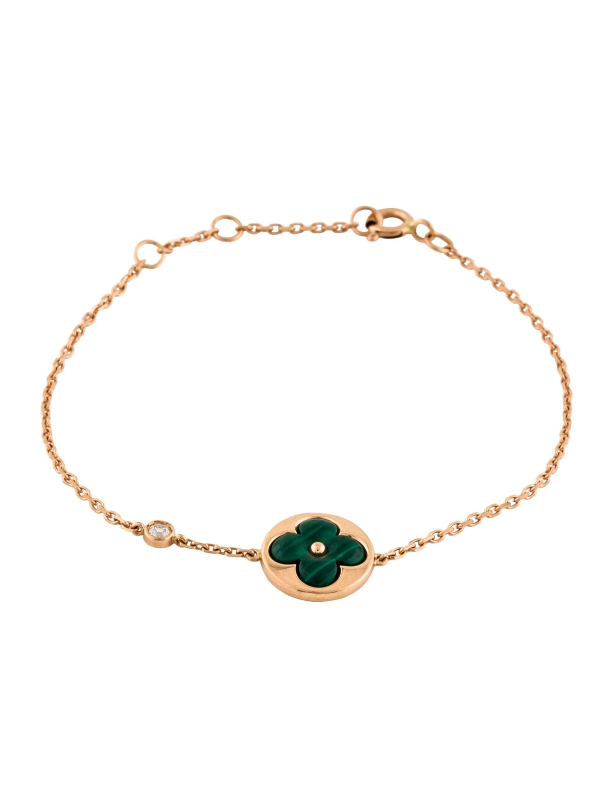 ¡®AuraJewelry¡¯SUN MALACHITE 1 DIAMOND PINK GOLD BRACELET