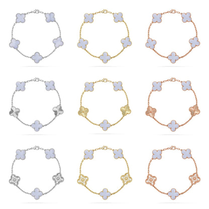 [AuraJewelry]New  CLOVER 5 MOTIF PURPLE CHALCEDONY BRACELET COLLECTION