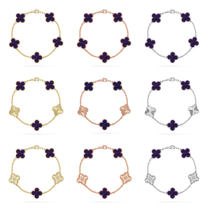 [AuraJewelry]New CLOVER 5 MOTIF PURPLE STRIPES BRACELET COLLECTION