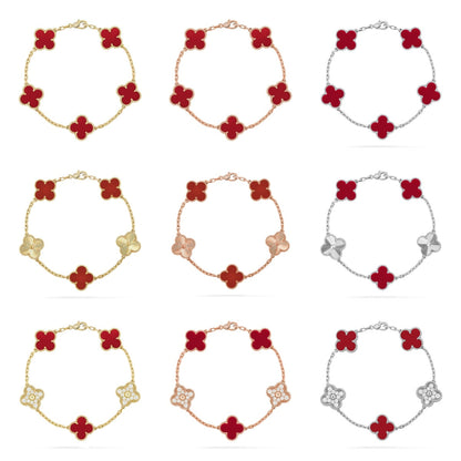 [AuraJewelry]New  CLOVER 5 MOTIF RED CORNELIAN BRACELET COLLECTION