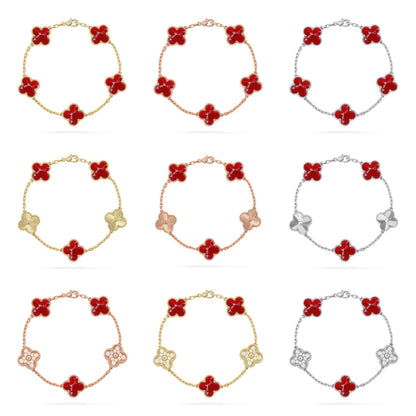 [AuraJewelry]New CLOVER 5 MOTIF RED PATTERN BRACELET COLLECTION