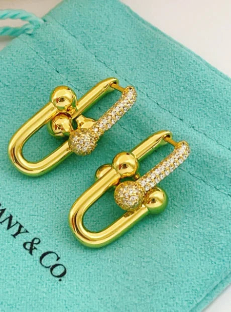 [AuraJewelry]TF HORSESHOE BUCKLE DIAMOND EARRINGS