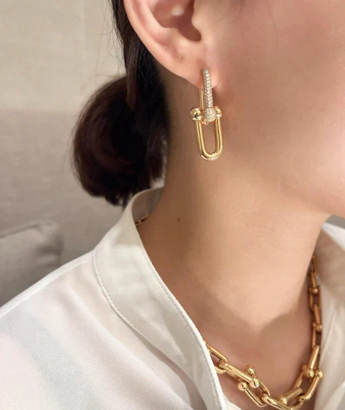 [AuraJewelry]TF HORSESHOE BUCKLE DIAMOND EARRINGS