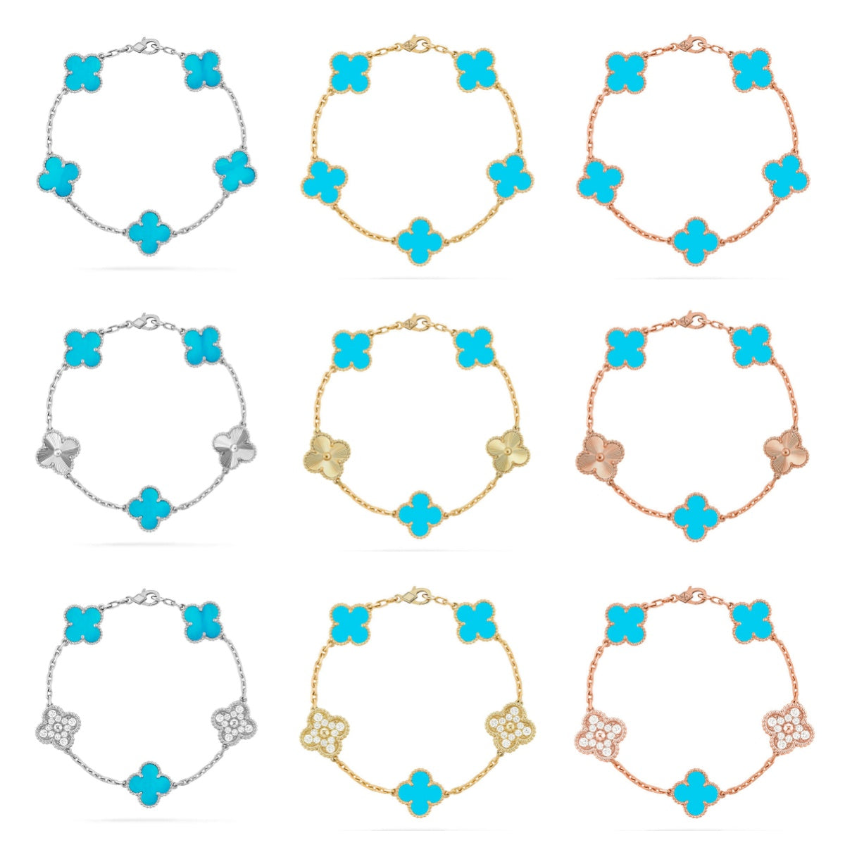 [AuraJewelry]New  CLOVER 5 MOTIF TURQUOISE BRACELET COLLECTION