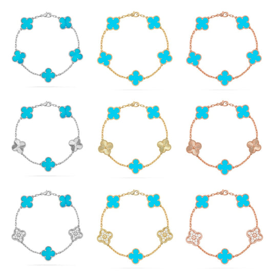 [AuraJewelry]New  CLOVER 5 MOTIF TURQUOISE BRACELET COLLECTION