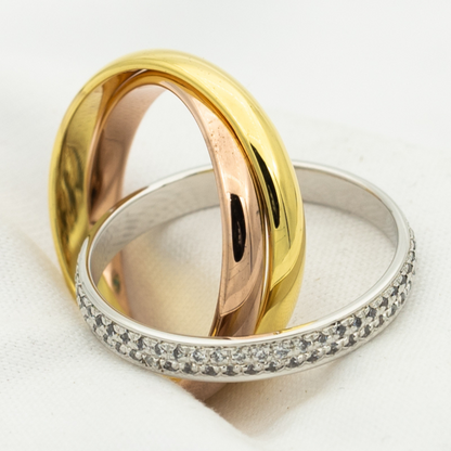 ¡®AuraJewelry¡¯TRINITY RING GOLD PINK GOLD SILVER DIAMONDS