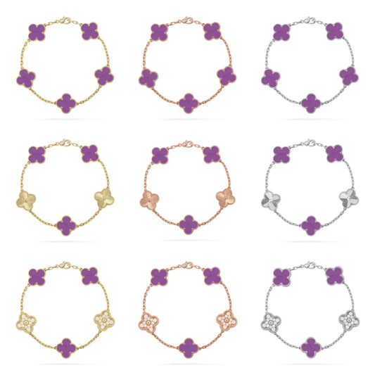 [AuraJewelry]New  CLOVER 5 MOTIF VIOLET BRACELET COLLECTION