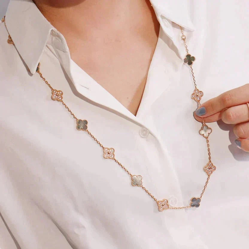 ¡®AuraJewelry¡¯CLOVER 20 MOTIFS DARK MOP DIAMOND  NECKLACE