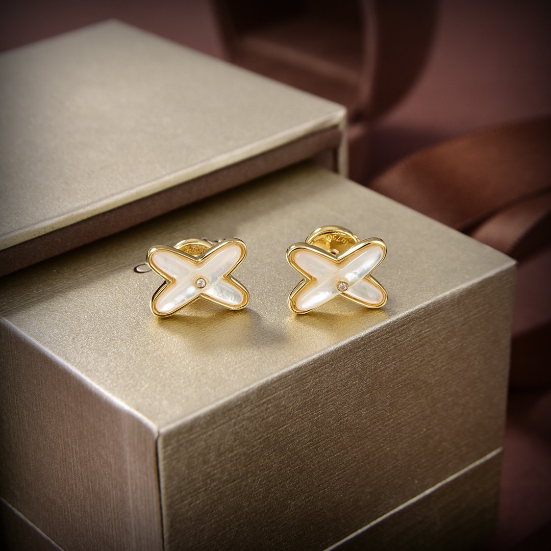 ¡®AuraJewelry¡¯JEUX DE WHITE MOP GOLD DIAMOND EARRINGS