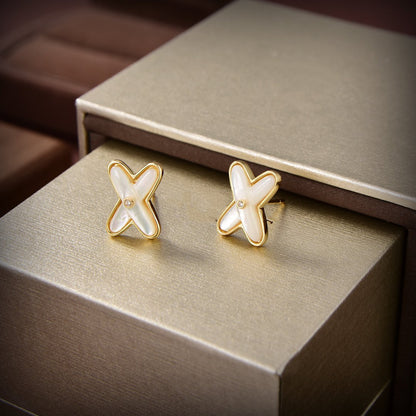 ¡®AuraJewelry¡¯JEUX DE WHITE MOP GOLD DIAMOND EARRINGS
